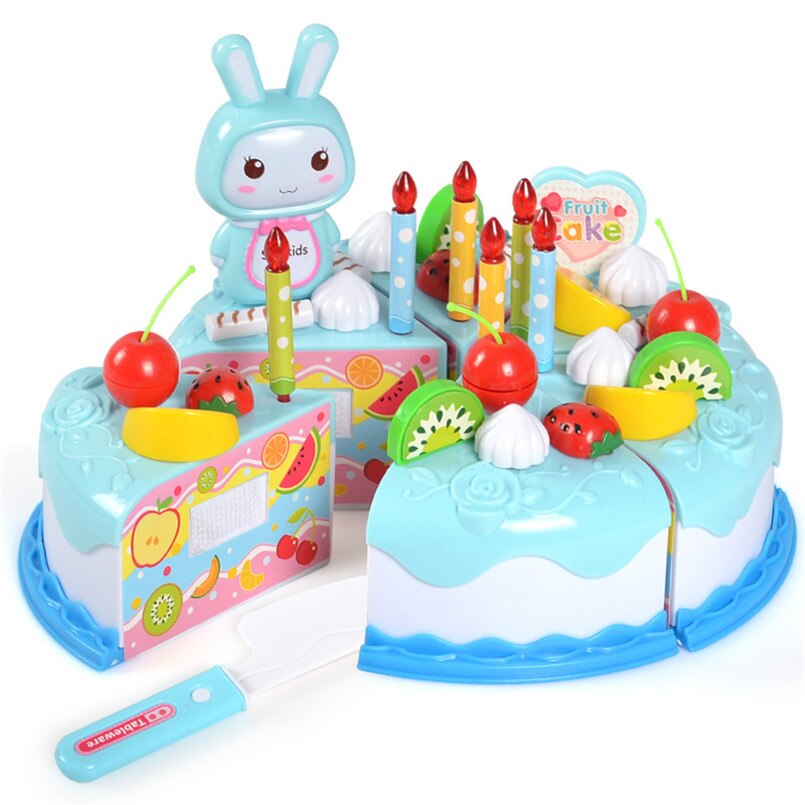 37pcs/set Kitchen Toys Cake Food DIY Pretend Play Cutting Birthday Toy Fruit Cream Birthday Educational Gift For Children Girls