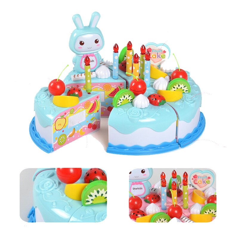 37pcs/set Kitchen Toys Cake Food DIY Pretend Play Cutting Birthday Toy Fruit Cream Birthday Educational Gift For Children Girls