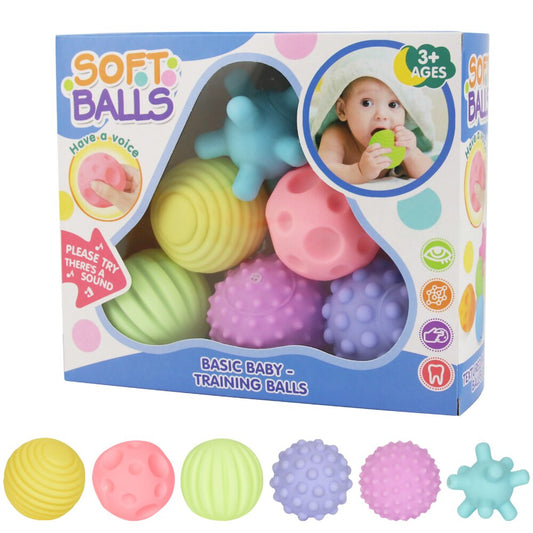 6pcs Baby Hand Ball Toys Soft Sensory Ball Catching Kids Toys Hand Ball Multi-Textured Rubber Texture Touch Training Dog Cat Toy