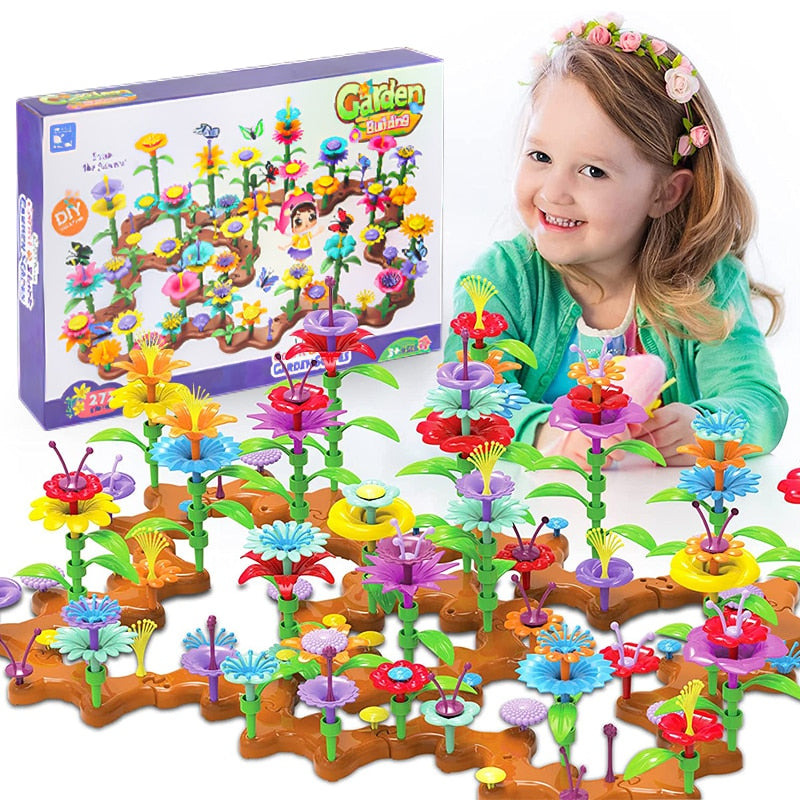 Girls Flower Garden Building Blocks Toys STEM Learning Educational Activity for Preschool Christmas Birthday Gift for Kids