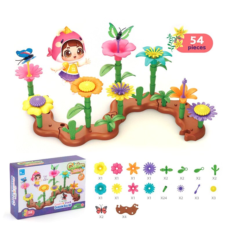 Girls Flower Garden Building Blocks Toys STEM Learning Educational Activity for Preschool Christmas Birthday Gift for Kids