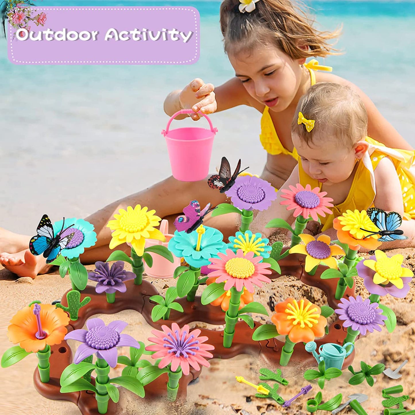 Girls Flower Garden Building Blocks Toys STEM Learning Educational Activity for Preschool Christmas Birthday Gift for Kids