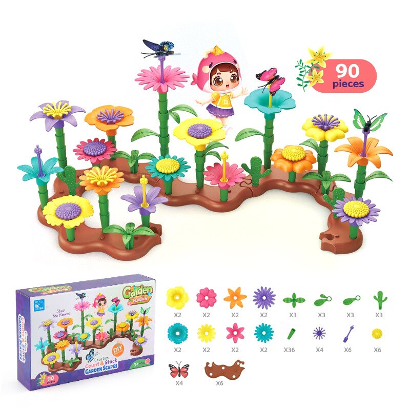 Girls Flower Garden Building Blocks Toys STEM Learning Educational Activity for Preschool Christmas Birthday Gift for Kids