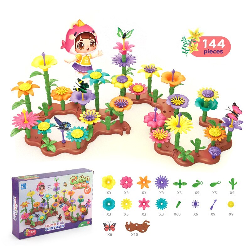 Girls Flower Garden Building Blocks Toys STEM Learning Educational Activity for Preschool Christmas Birthday Gift for Kids