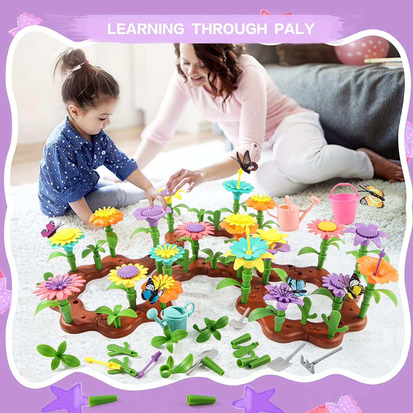 Girls Flower Garden Building Blocks Toys STEM Learning Educational Activity for Preschool Christmas Birthday Gift for Kids