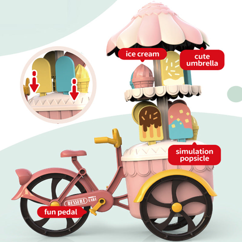 New Kids Kitchen Play House Ice Cream Car Simulation Mini Candy Ice Cream Trolley Toy Boy Girl Set Toys Pretend Play