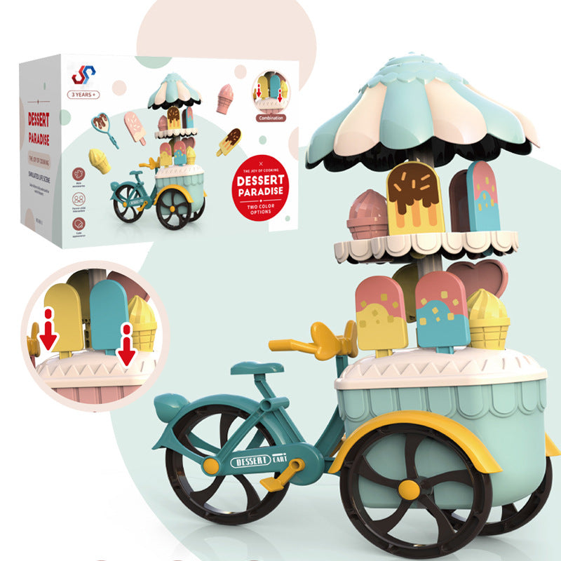 New Kids Kitchen Play House Ice Cream Car Simulation Mini Candy Ice Cream Trolley Toy Boy Girl Set Toys Pretend Play