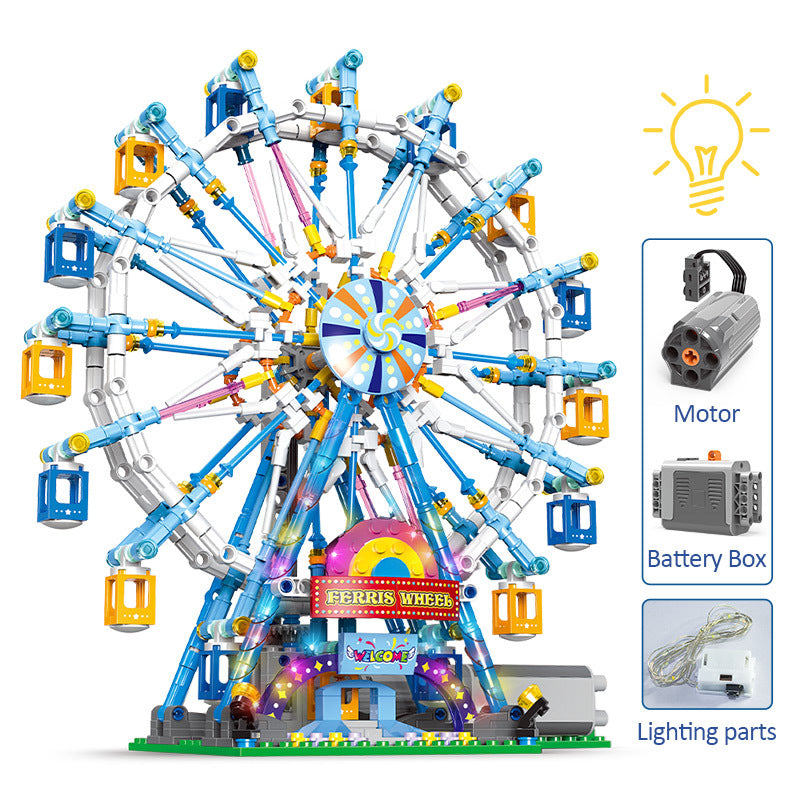 Electric Ferris Wheel Building Blocks With Light For Kids