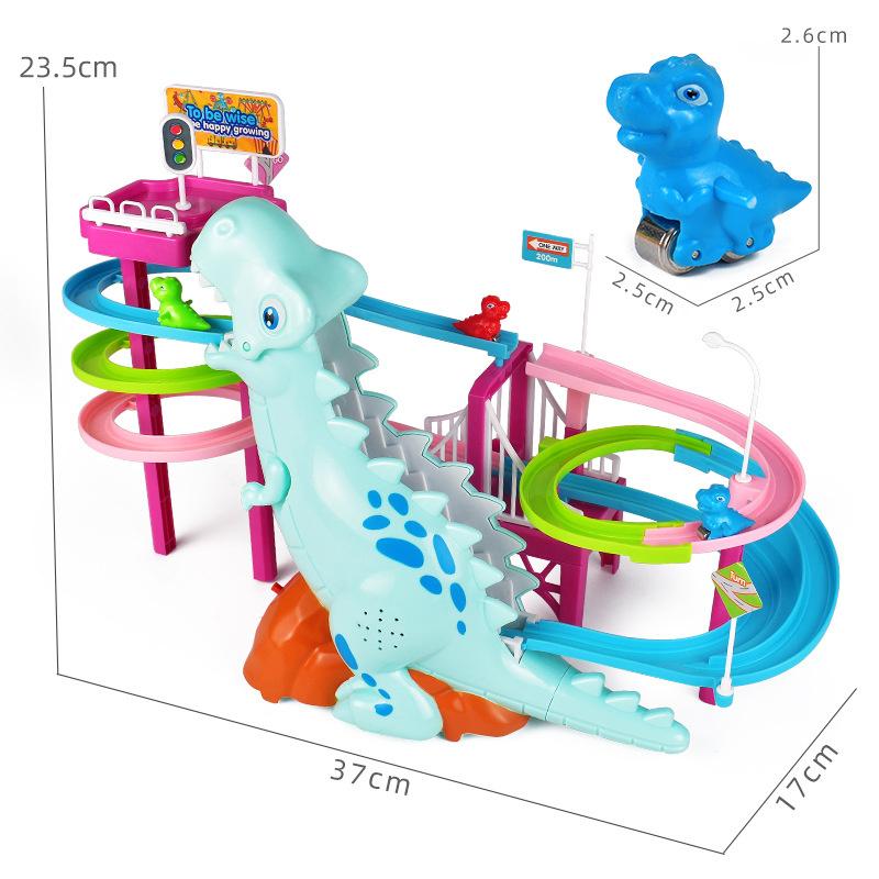 Dino Slide Toy, Dinosaur Climbing Slide Toy, Dandelionsky Climb Stairs Toy  Electric Dinosaur Climbing Stairs Tracks Slide Toy Set For Kids Musica