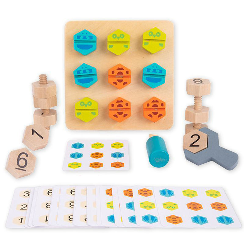 Kids Wooden Montessori Toys Screw Matching Puzzles Games