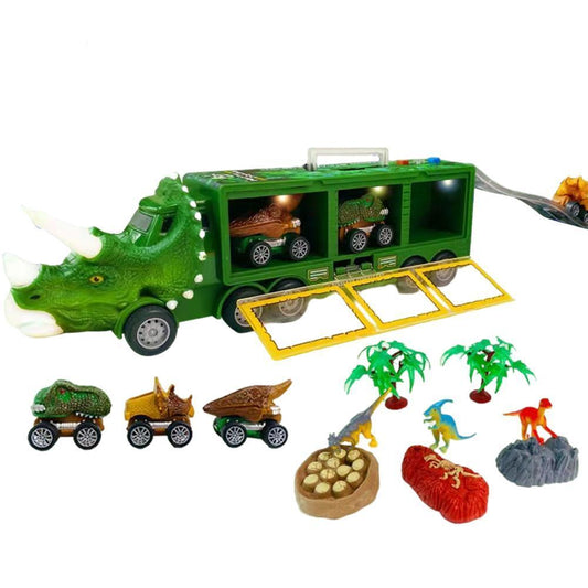 Dinosaur Transport Truck Pull Back Dino Vehicle Container Storage