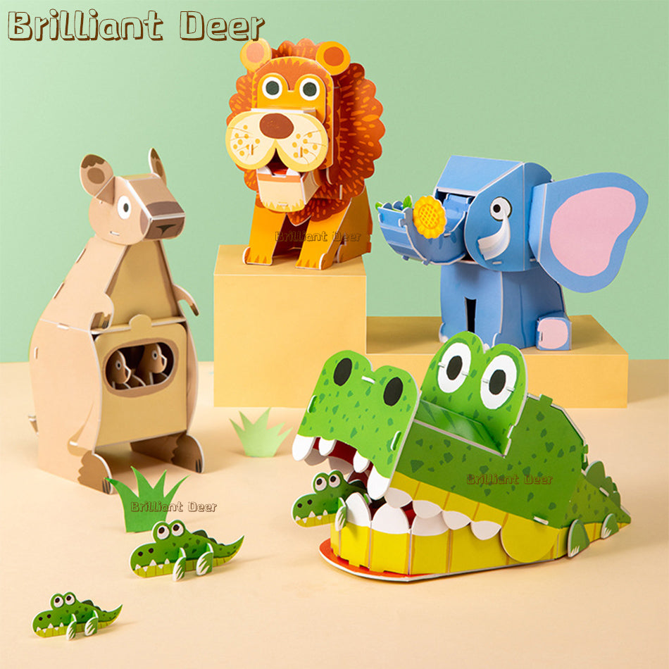 Cardboard Animal 3D Puzzles Jigsaw DIY Crafts Toys