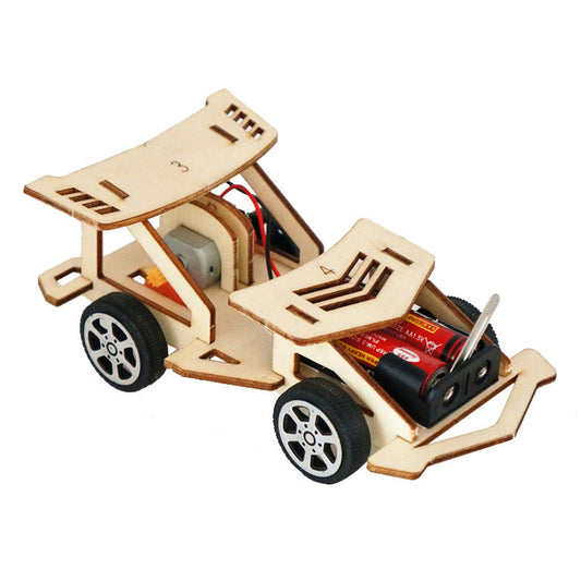 DIY Electric Wood Racing Car 3D Puzzles Scientific Experiment