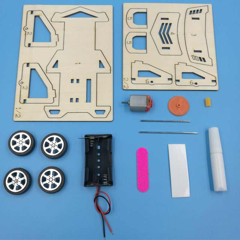 DIY Electric Wood Racing Car 3D Puzzles Scientific Experiment