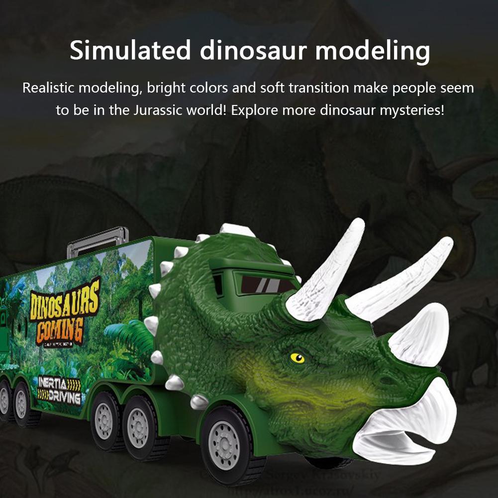 Dinosaur Transport Truck Pull Back Dino Vehicle Container Storage