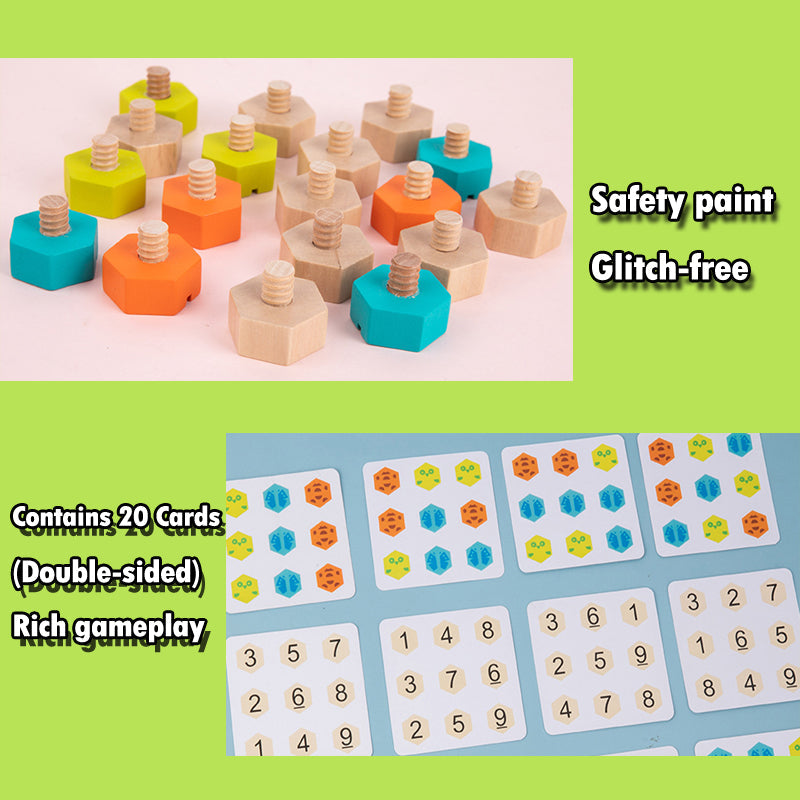 Kids Wooden Montessori Toys Screw Matching Puzzles Games