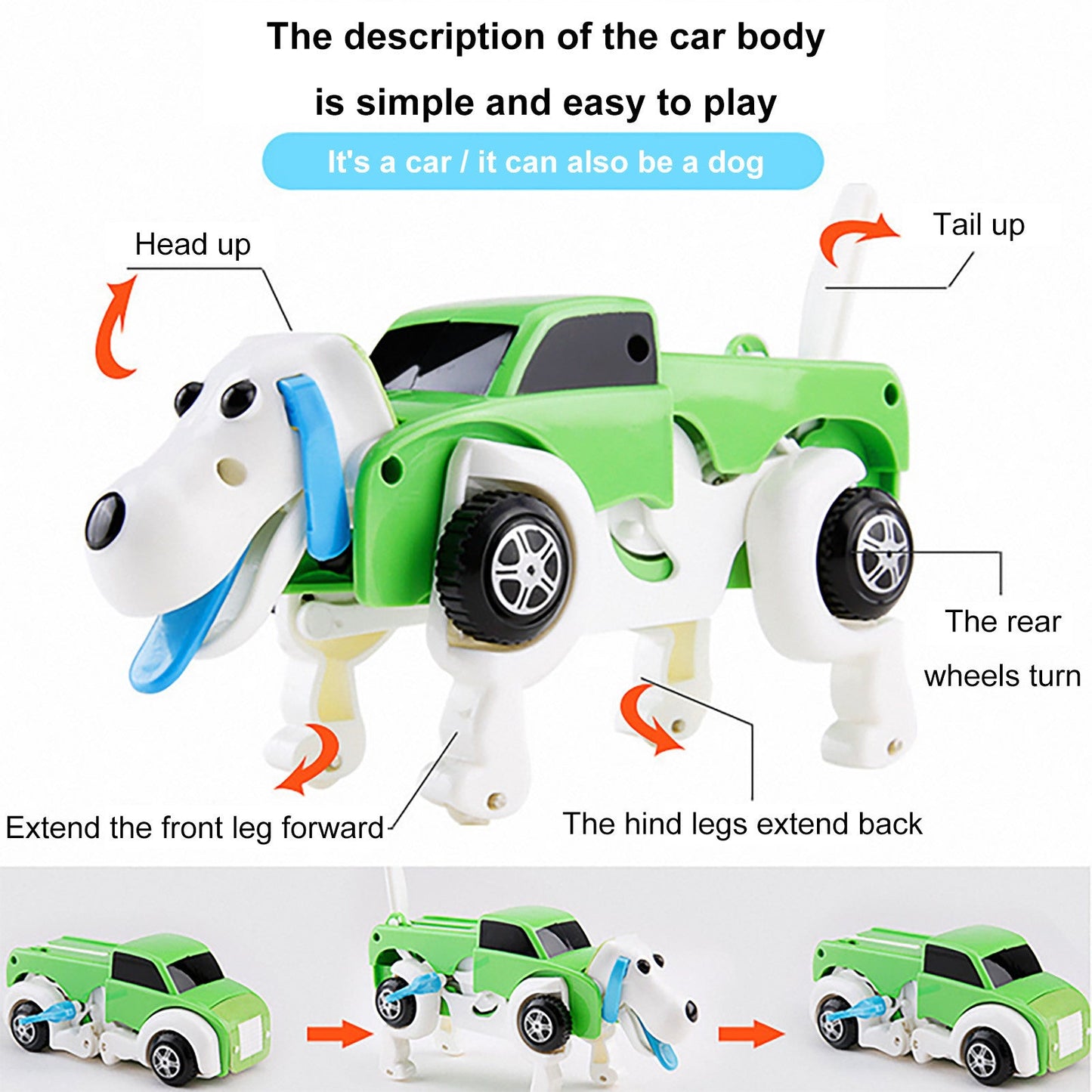 Clockwork Automatically Car Model Deformation Toy