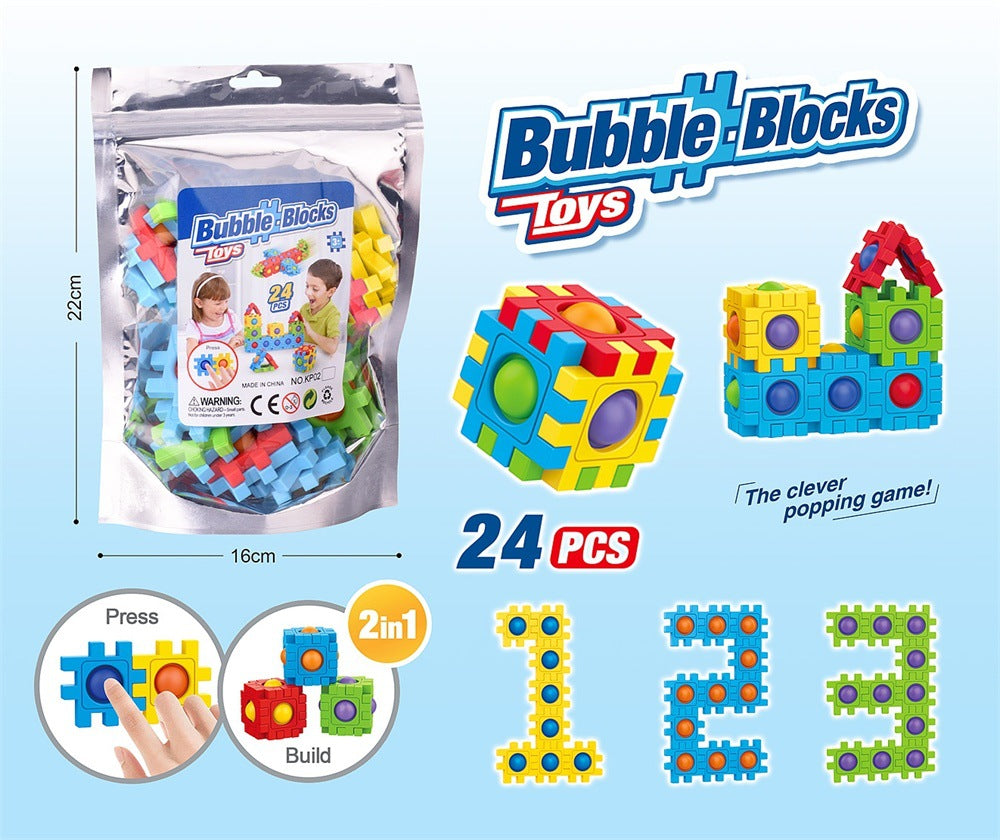 New Push Pop Bubble Sensory Fidget Toy Building Block Game