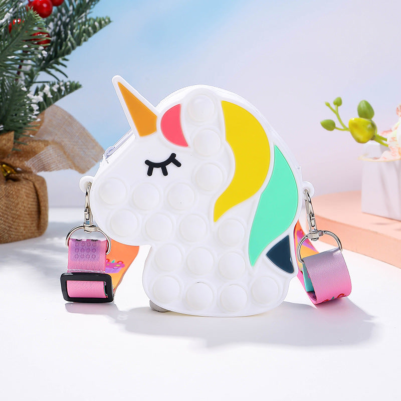 Fidget Toys Push Bubbles Toy Rainbow Unicorn Bag For Girls