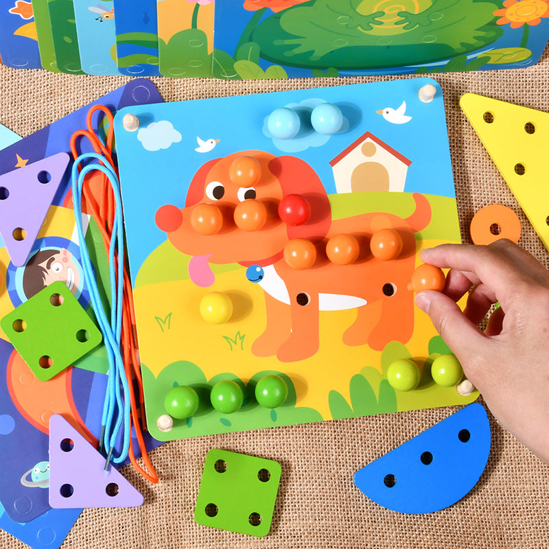 Wooden Mushroom Nails Pegboard Jigsaw Puzzle